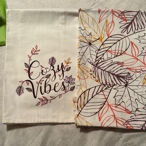 Cozy Vibes Leaf Print Tea Towels